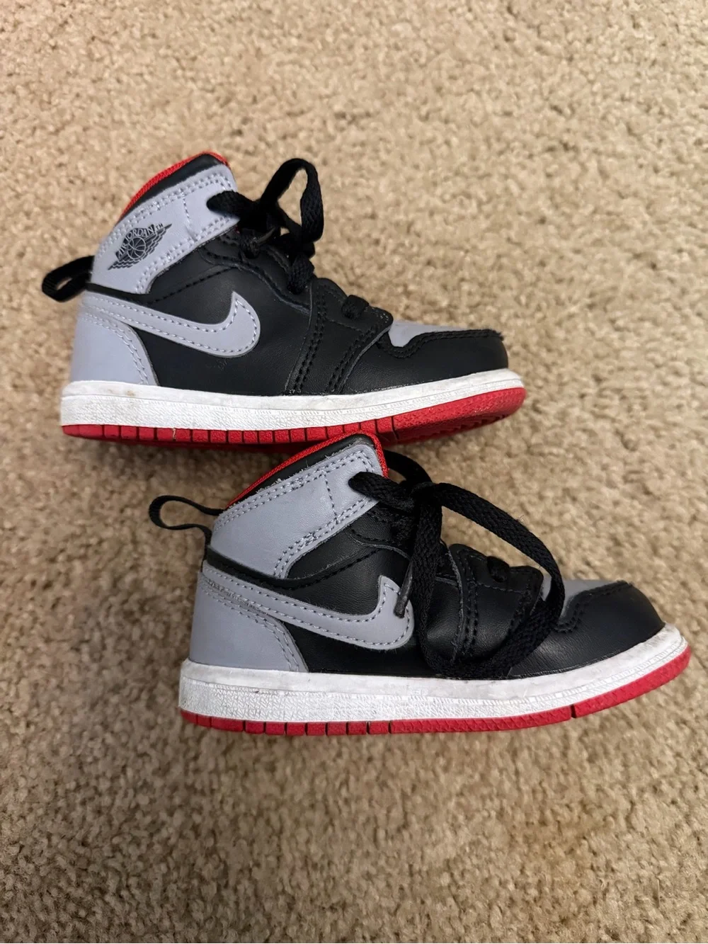 Jordan Kids Black, Gray & Red High-Top Sneakers